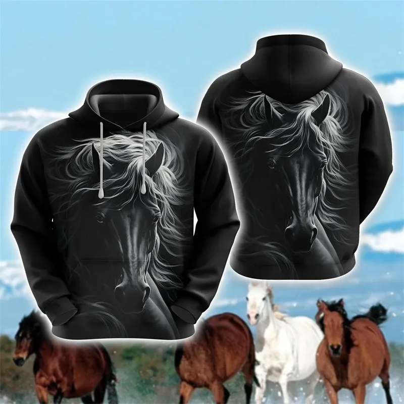 Animal Horse 3D Print Hoodies Autumn Men Women Casual Fashion Oversized Sweatshirts Hoodie Male Pullovers Tracksuit Man Clothing
