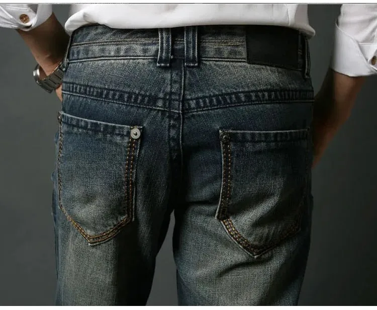 2026 New Men Micro Flare Jeans Korean Fashion Stretch Slim Denim Pants Mid Waist Washed Casual Business Trousers Black Blue