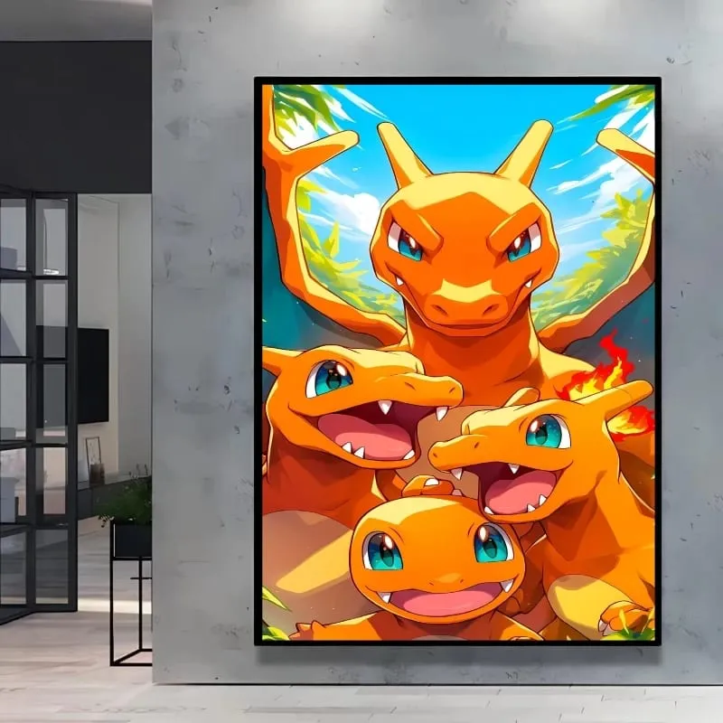 Japanese Anime Canvas Paintings Pokemon Pikachu Poster Cartoon Character Picture Bright and Clear Colors High Quality Home Decor