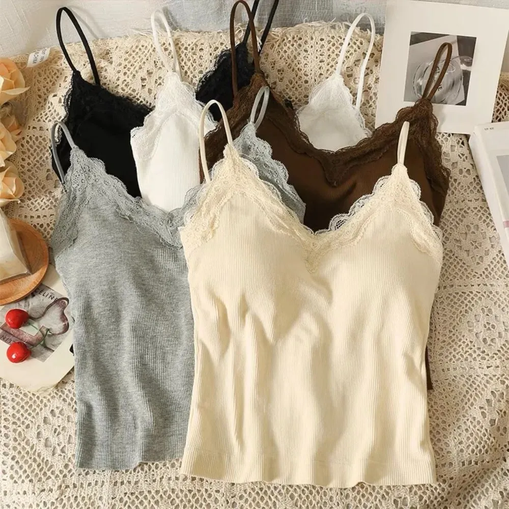 Bequemer, atmungsaktiver Spitzen-BH mit Trägern, einfarbig, bauchfreies Top, sexy Stil, kabelloses Sommer-Top