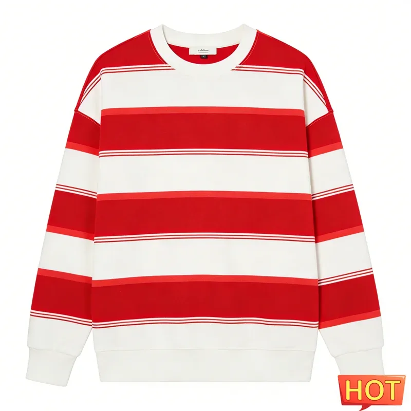 Simple Fashion Striped Pattern Sweatshirts For Men Casual Autumn 3D Printed Long Sleeve Hoodies Loose Daily Wear Basic Pullovers