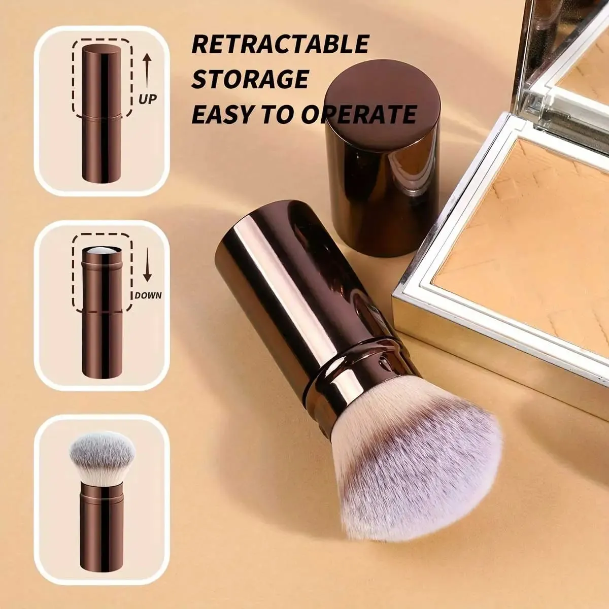 3pcs Professional Extendable Face Makeup Brushes Blush Powder Foundation Brushes Synthetic Soft Brushes For Liquid Cosmetics — image 5