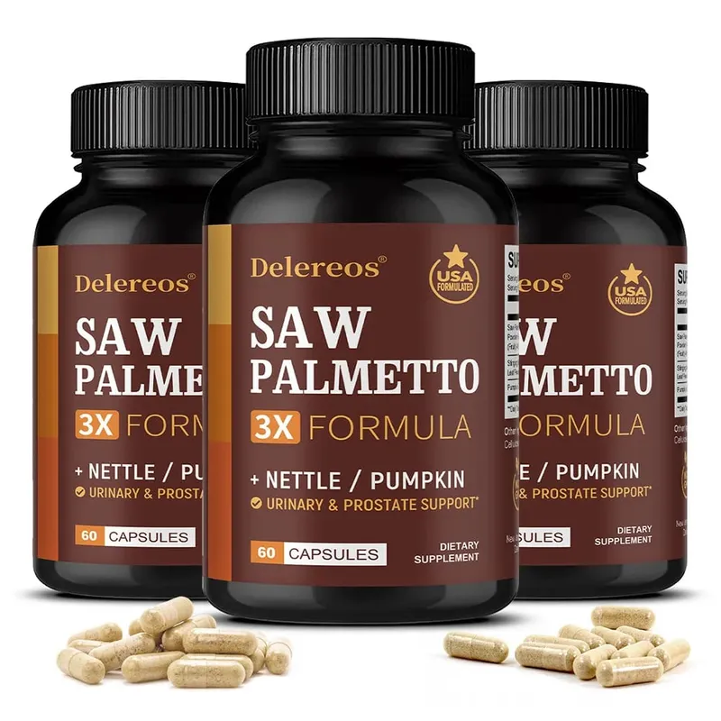 Saw Palmetto Capsules with Stinging Nettle Promote Prostate Health Reduce Baldness and Thinning Hair Men’s Daily Wellness