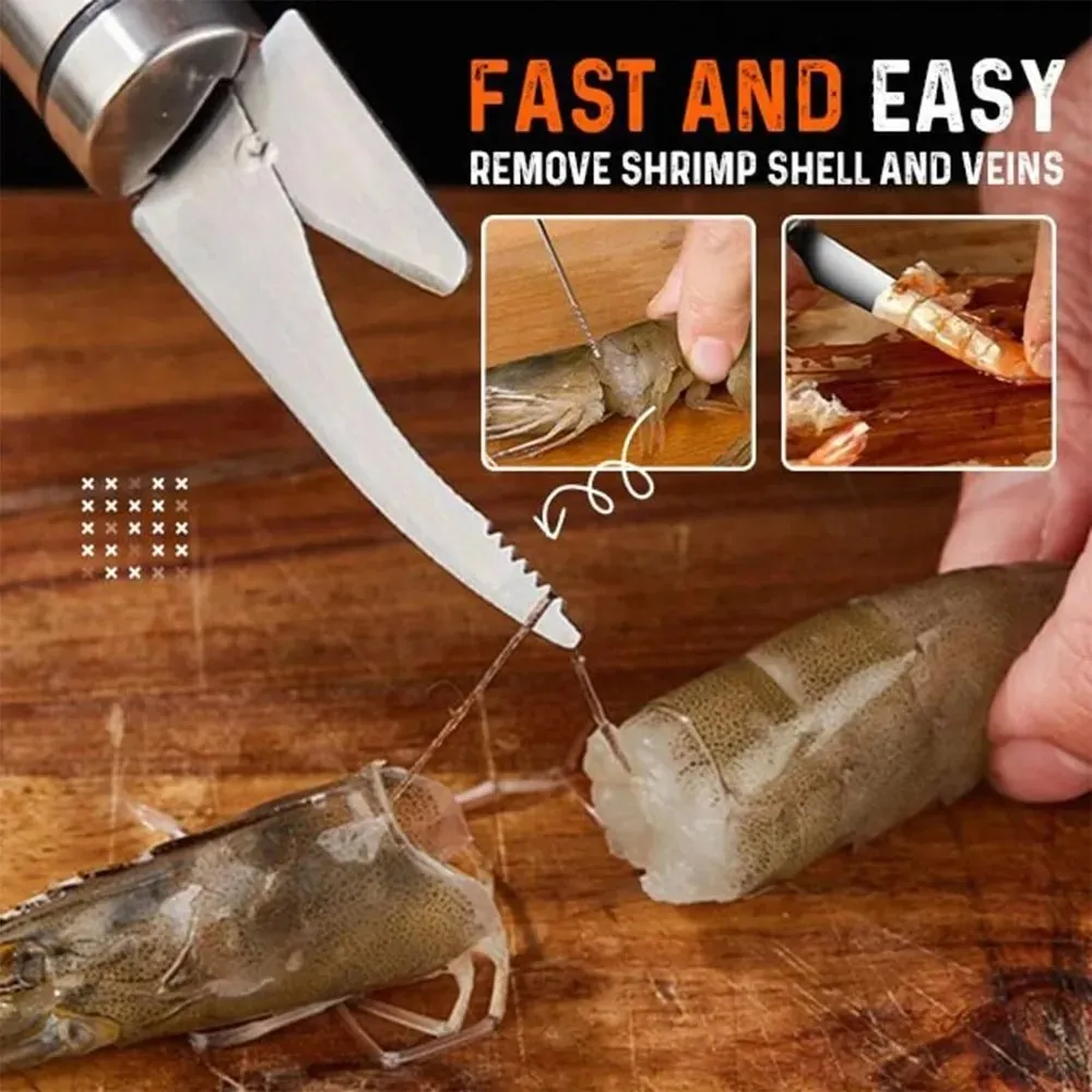 Seafood Tools Multifunctional Fast Shrimp Peeler Stainless Steel Shrimp Line Cutting Scraping Digging Fish Scales Knife Kitchen