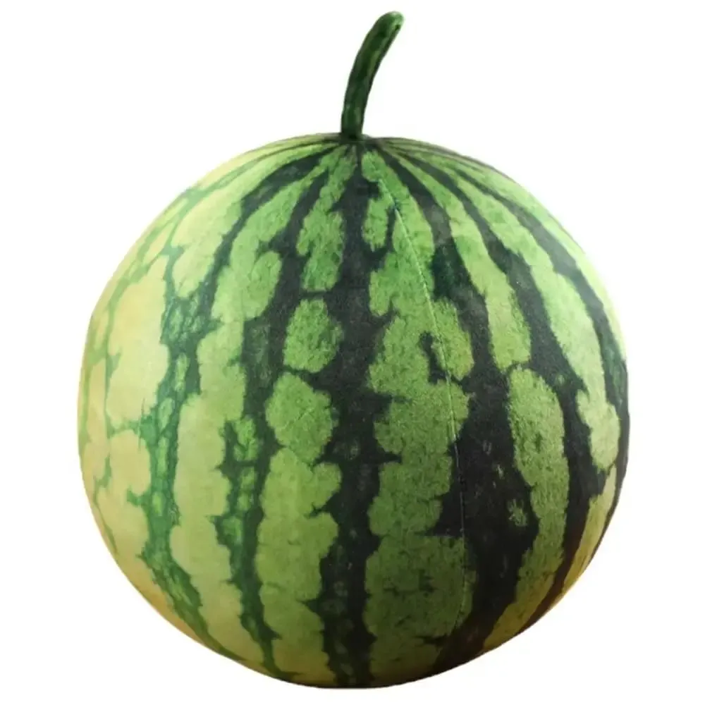 Soft Cotton Watermelon Plush Toy Round Oval Shape 3D Simulation Watermelon Stuffed Pillow Lifelike Funny Design