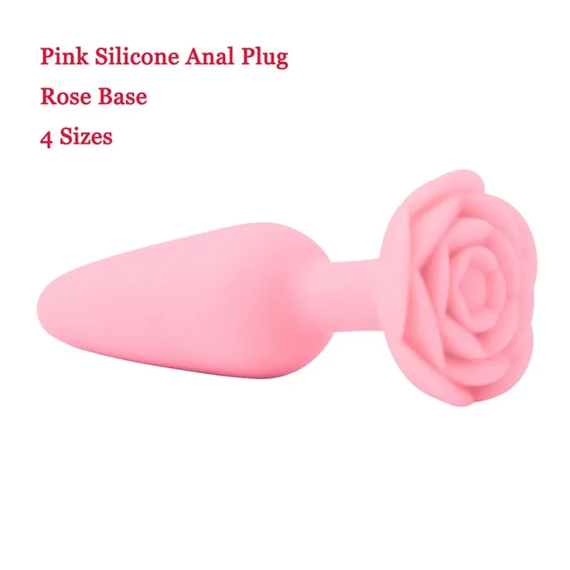 Silicone Dildo Anal Butt Plug Rose Base Anal Toys Anal Plug for Woman Adults Games Sex Toys for Women Anal Trainer Sex Shop