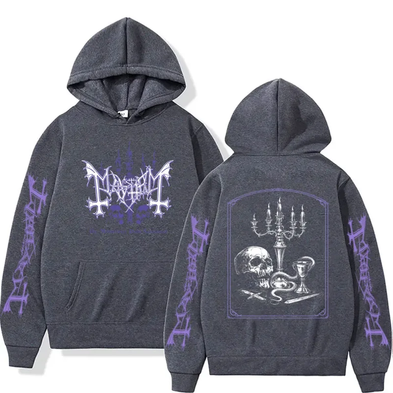 Rock Band Mayhem De Mysteriis Dom Sathanas Skeleton Graphic Hoodie Men Women Death Black Metal Gothic Punk Hoodies Streetwear