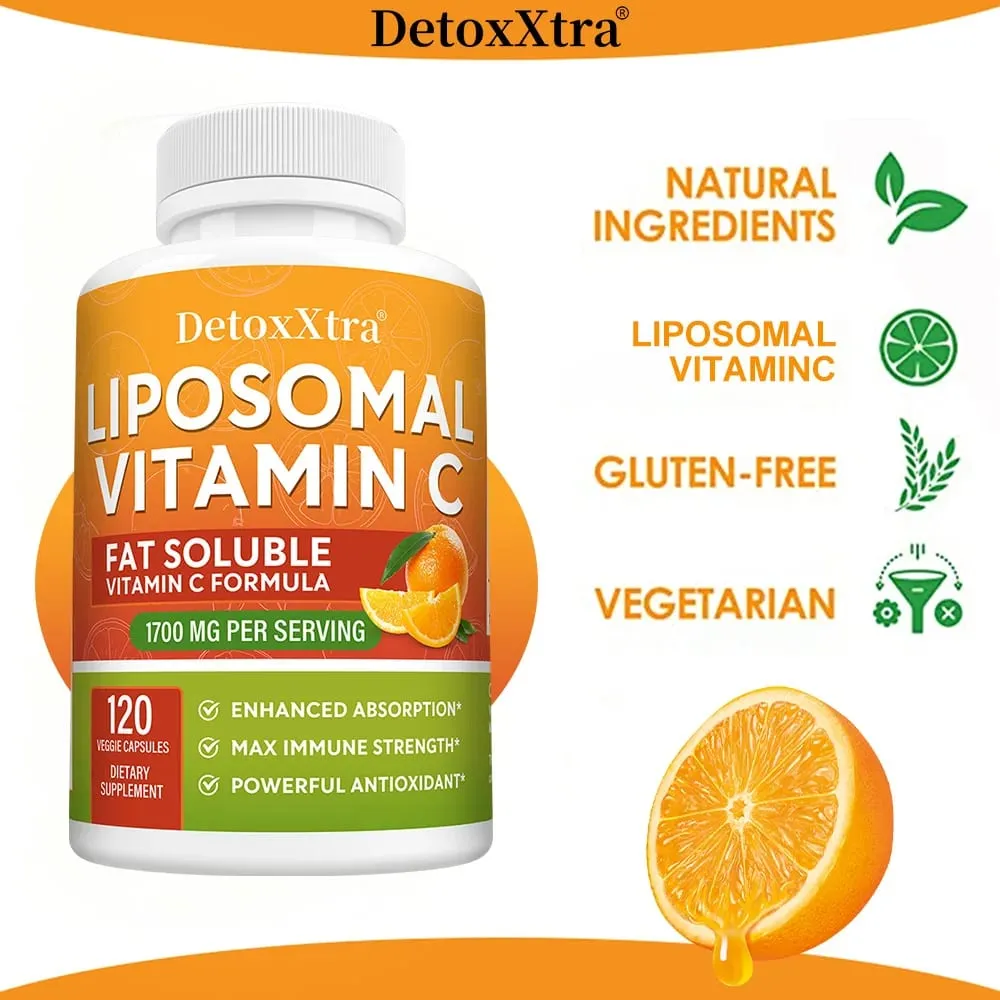 1700 Mg Liposome Vitamin C - Supports Immunity Replenishes Energy Promotes Collagen Production Improves Skin Health