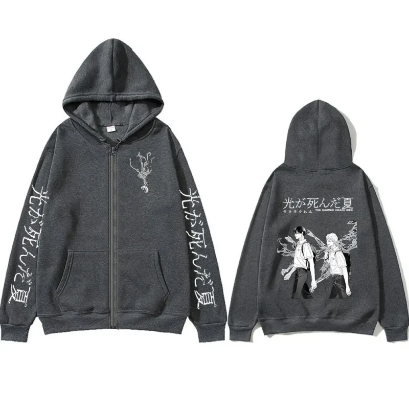 Anime The Summer Hikaru Died Zipper Hoodies Hikaru Yoshiki Manga Zip Up Hooded Sweatshirts Men Long Sleeves Hoodie Jackets Coats