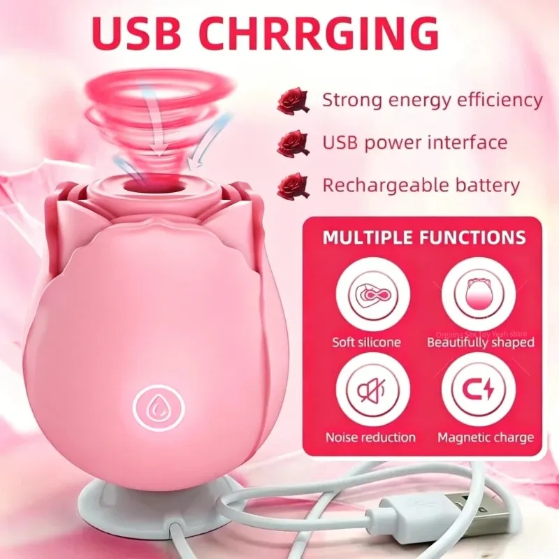Women Vibrator Powerful Rose Sucking G-Spot Vagina Stimulator Suction Nipple Oral Massager Sex Toys for Couples