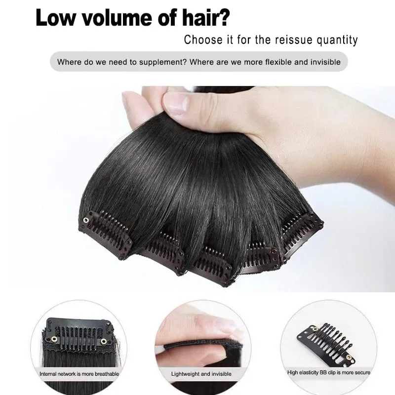 24 Inch Hair Extensions Black Straight Length Synthetic Hair Clips Party Highlights Women's Styling Hair Patches (5pcs in Blac