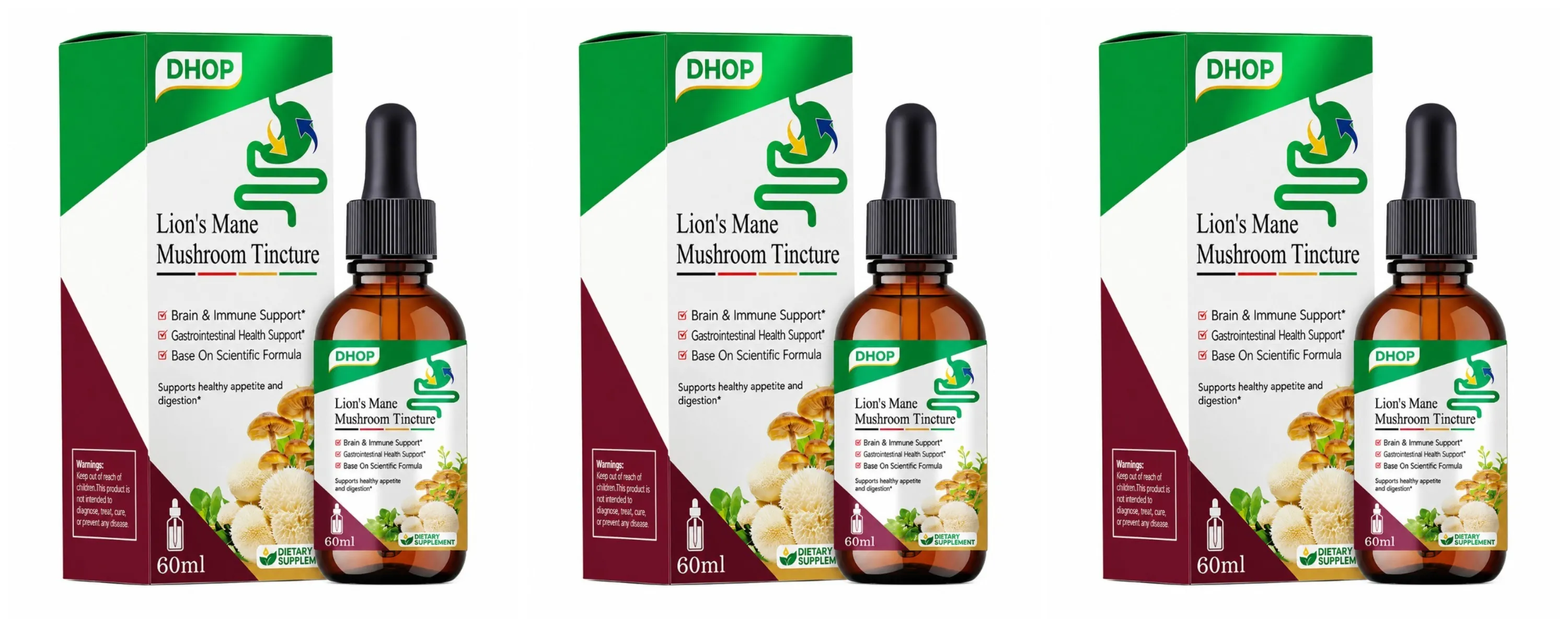 Lion's Mane Mushroom Extract Drops 60ml Hericium Erinaceus Supports Brain Immune Health Vegan Liquid Supplement for Adults