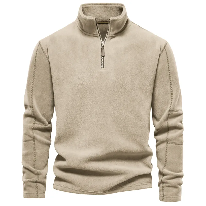 Brand Quality Thicken Warm Fleece Jacket para sa Lalaki Zipper Neck Pullover Men's Sweatshirt Soft Shell Mens Jacket