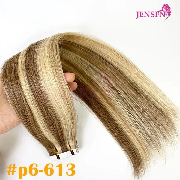 Tape In Hair Extension 100% Real Human Hair Straight Hair Seamless Invisible Skin Weft Remy Tape Ins Brown Blonde Womem