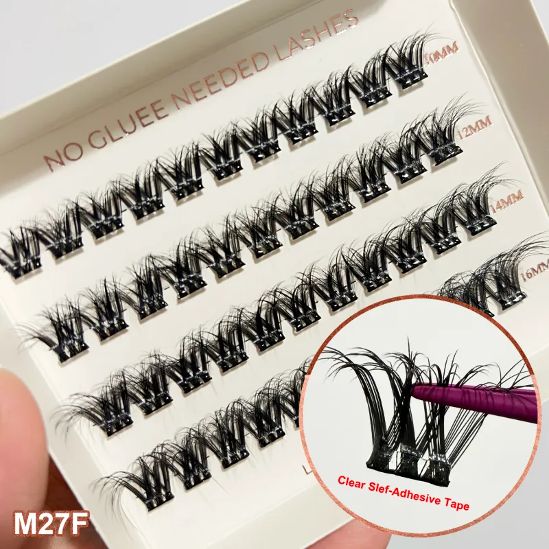 Self Adhesive Cluster Lashes Wide Pre‑glued Tap Natural DIY Eyelash Extension No Glue Need Eyelashes Press On Manga Lashes