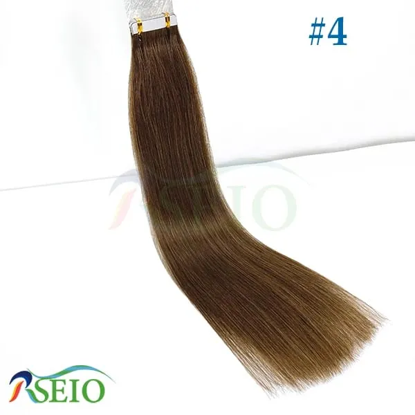 High Quality Tape in Human Hair Extensions Straight Hair Seamless Invisible 14"-22" 100% Real Natural Hair End Thicken