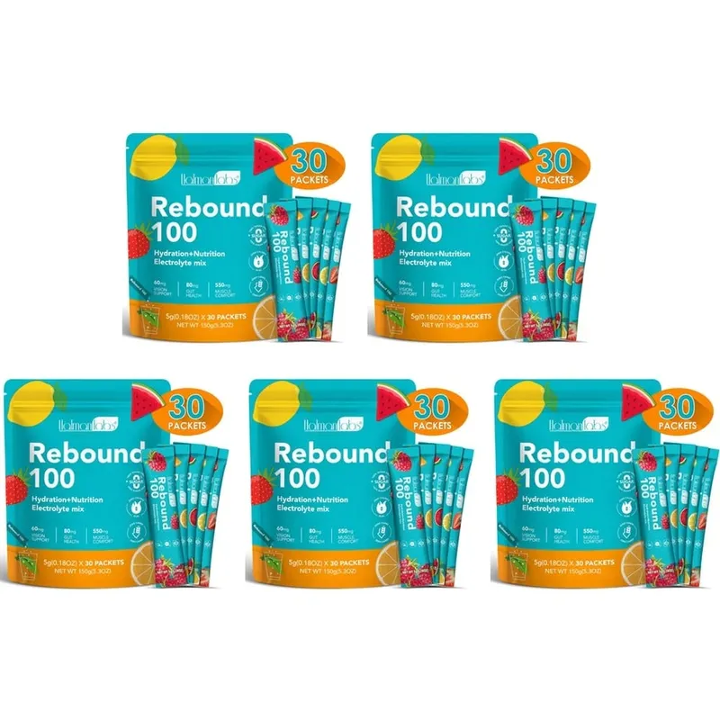 Hatmanlabs Rebound 100 Electrolyte Mix Powder Sugar Free with Potassium Magnesium Zinc Supports Muscle Comfort 30 Packets