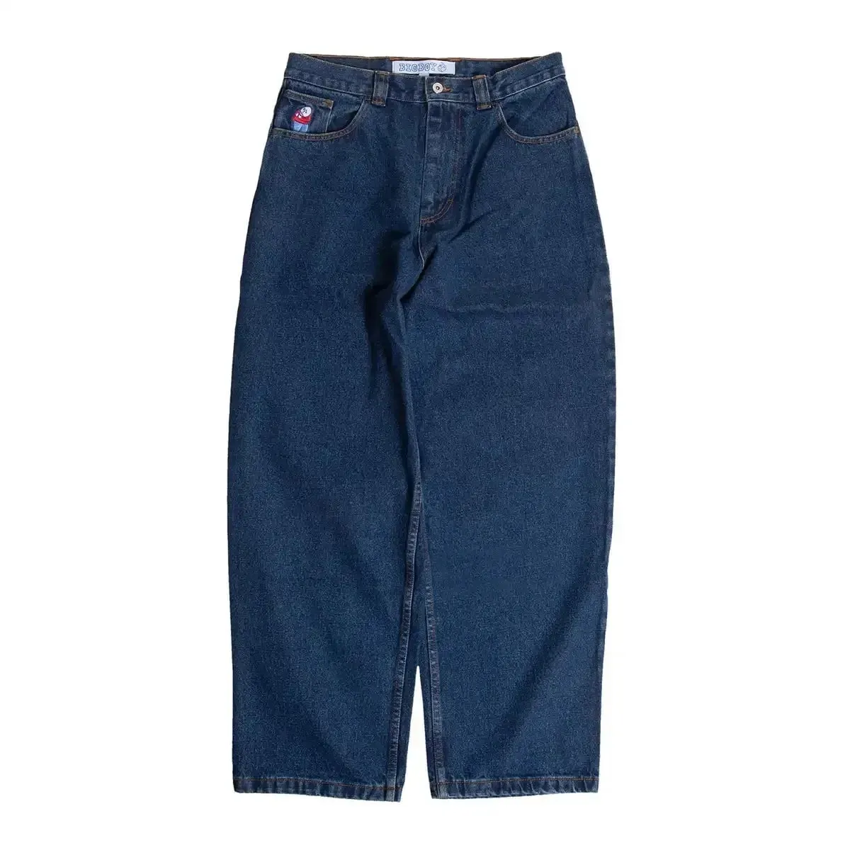 Hip Hop Retro Blue Cartoon Embroidery Jeans for men Gothic Baggy Streetwear Polar Big Boy Jeans Mens Fashion Wide Leg Trouser