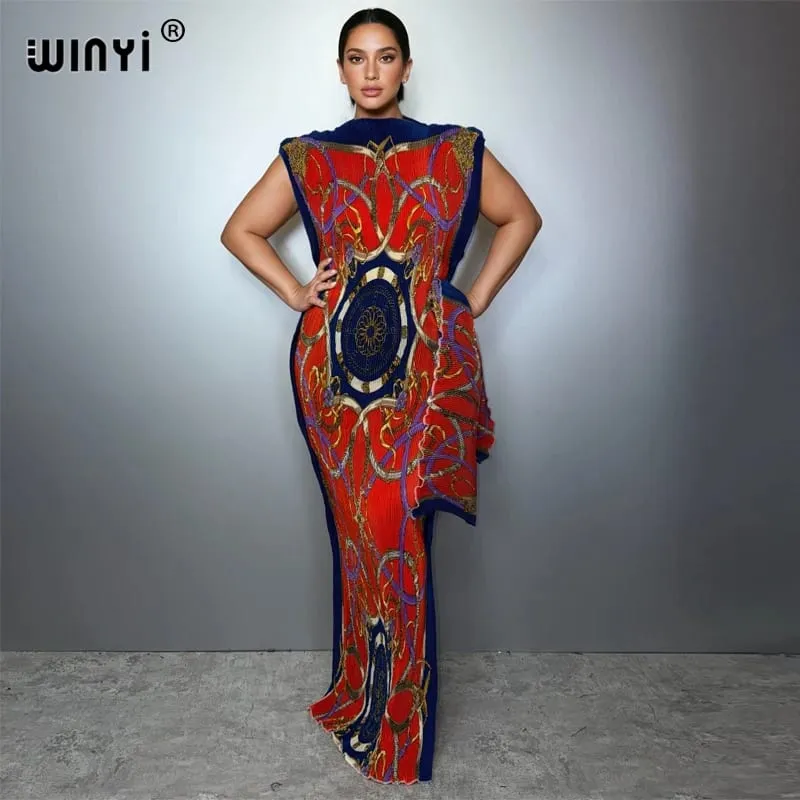 Pleated Elastic Slim Dress Women Crumple Design Pleated Luxury Abaya Muslim Party Dress Poncho for Women Beach Wear Kaftan