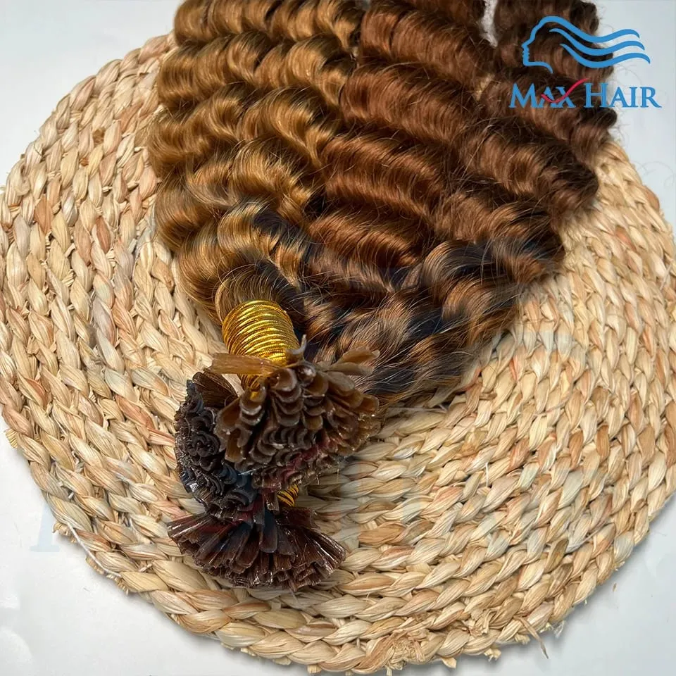 Keratin U Tip deep wave Human Hair Extensions 18-30 Inch Remy Hair Extensions High Quality Remy Human Hair salon Extensions