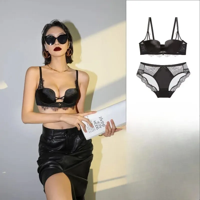 Fashion Leopard Bra Set Lift Up Support Push Up Soft Lace French Style for Ladies Home Daily Casual Wear All Seasons S-XL Suit