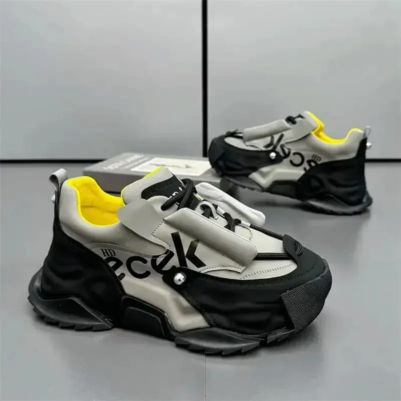 Tênis de plataforma para homens designer de moda sapatos de couro casuais para homem chunky altura aumentada tênis masculino zapatillas hombre