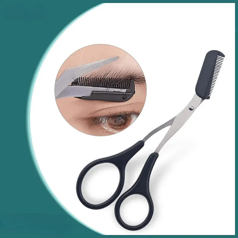 3pcs Eyebrow Trimming Tools Stainless Steel Eyebrow Tweezer Scissors with Comb Razor Makeup Tools Face Care