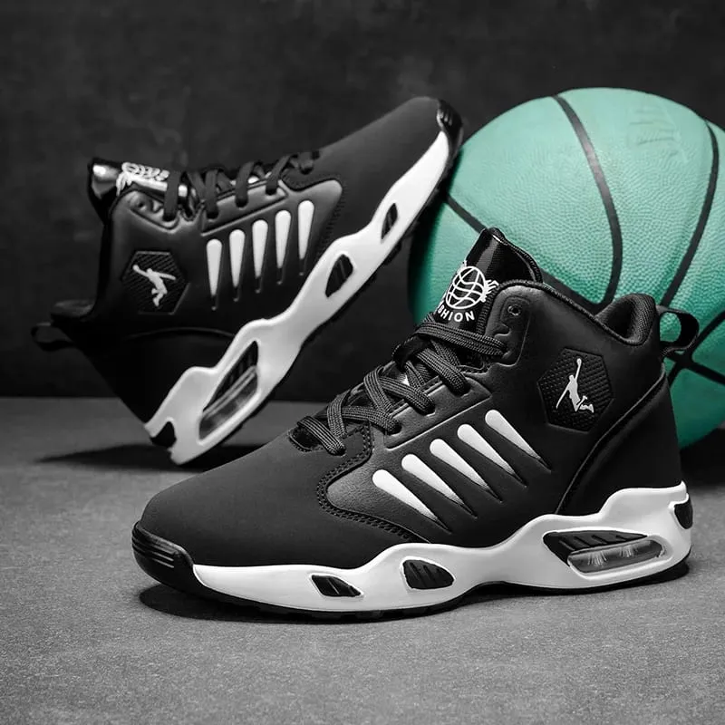 Men's High-Top Basketball Shoes Feature a Breathable Mesh Design for Maximum Comfort Outdoor Shock-Absorbing Running Shoes High-Rebound Cushioning Technology Make Running Smoother and More Comfortable Enhance Support Stylish White Design Su