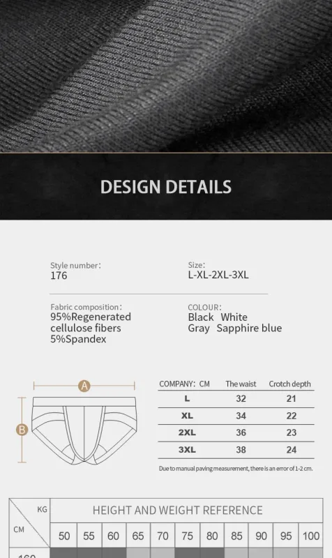 5PCS Men's three-piece briefs with U-shaped pouch, modal fabric, breathable, summer youth low-rise bottom pants