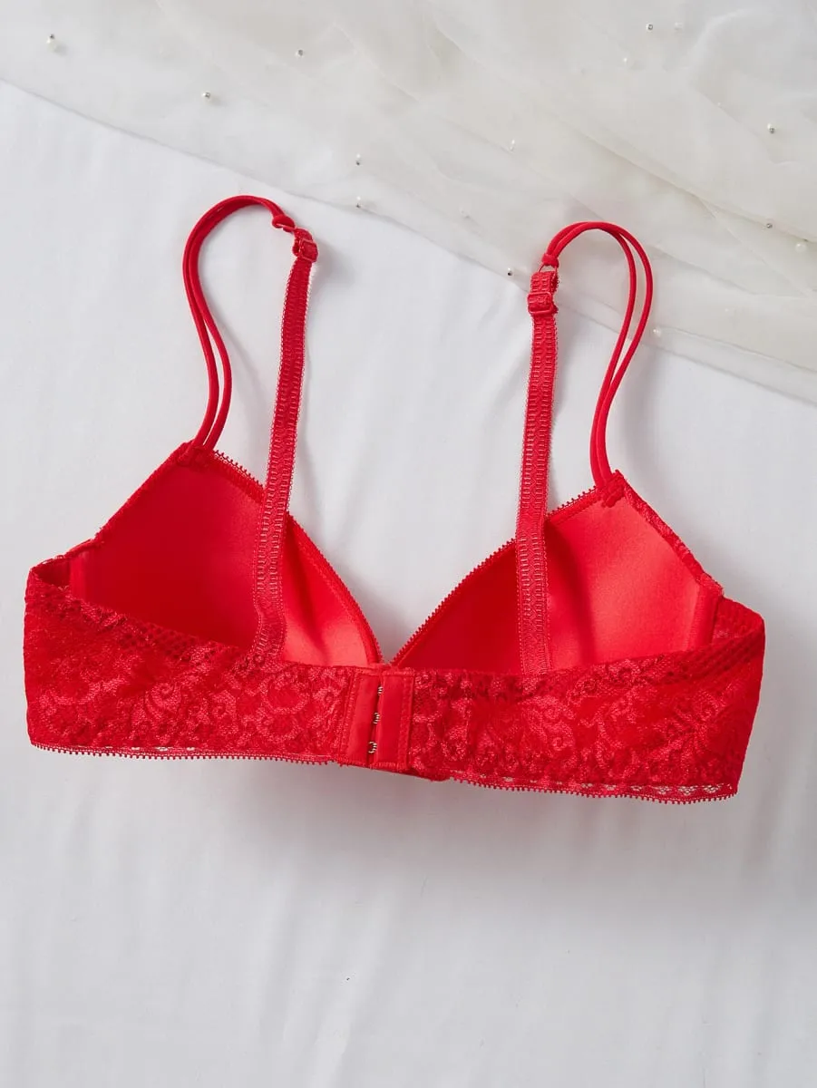 4 PCS Women's Underwear Set Sexy Floral Lace Push Up Bra Sheer Breathable Panties Stylish Comfortable Sexy Lingerie