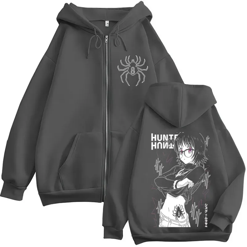 Anime Hunter X Hunter Spider Phantom Troupe Shizuku Zipper Hoodies Men Women Oversized Casual Zip Up Hooded Sweatshirts Jackets