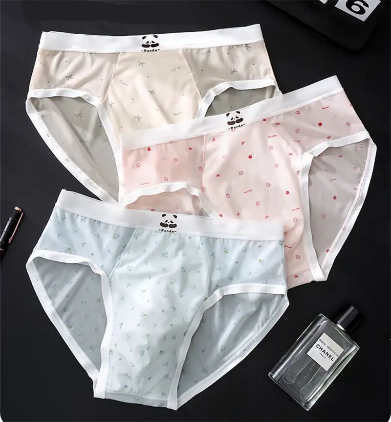 New Bare feel men's underwear printed sissy cuecas masculino ice silk sexys tøy men cueca thin seamless calzoncillos hombre