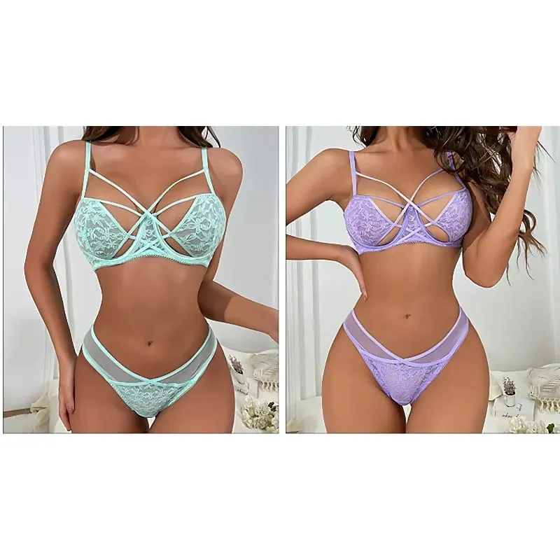 Nouveauté Français Dentelle Ensemble Soutien-Gorge Push Up Armature Fin Anti Affaissement Lingerie Femme Pour Quotidien Soirée