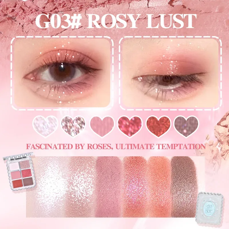 Gogotales Gemstone 6 Color Eye Shadow Matte Earth Pearlescent Daily Orange Brown Dream Crystal