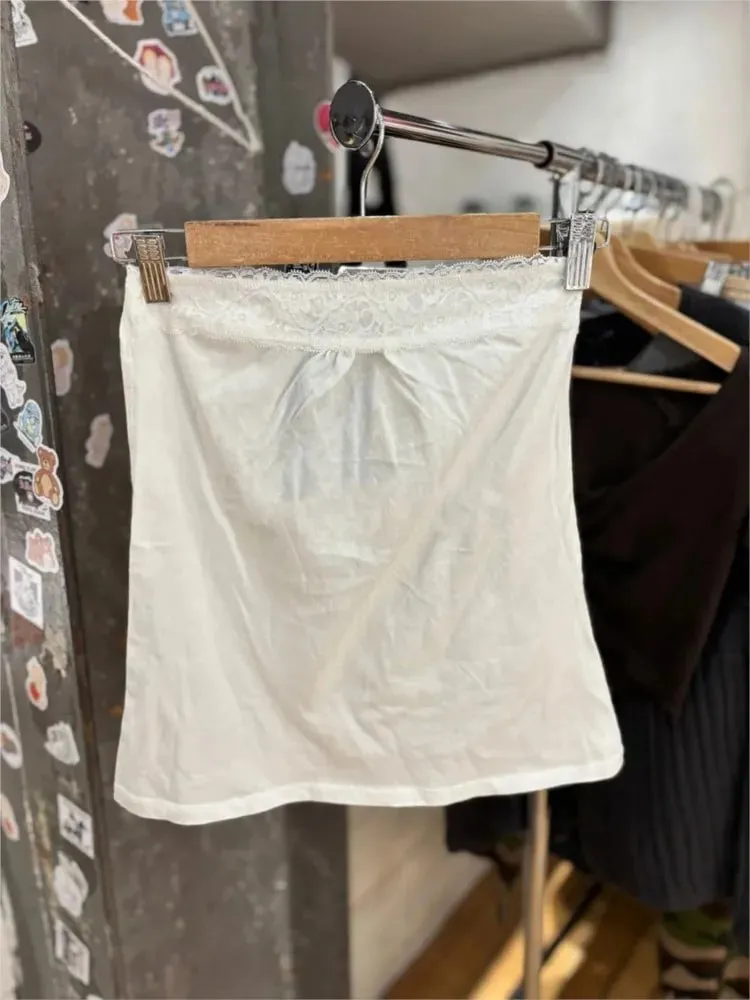 Lace Trim Strapless Tops Women Cotton Soft Slim White Sexy Sleeveless Camisole Sweet Cute Chic Tank Tops Y2K — image 4