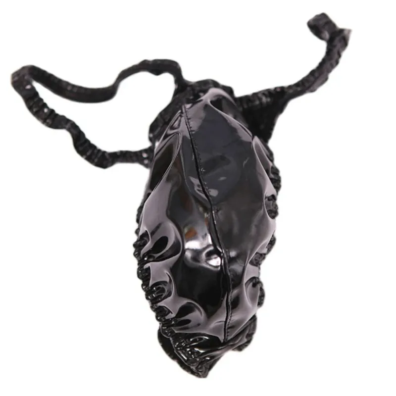 Sexiga män PVC glänsande U konvex pouchtrosor Lågväxt G-string Latexolja Glossig Sexig stringtrosa Carapace U Bulge Underkläder