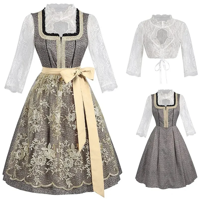 2026 Eur-USA Beer Festival Beer Dress for Women Traditional German Bavarian Costume Women's Skirts Halloween Lace Apron Outfit