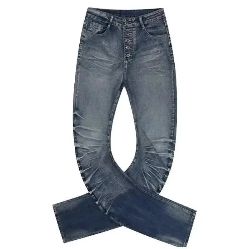 European American New Fashion Men's Slim Casual Trendy Simple Basic Denim Trousers Male Daily High Street Jeans Pants Clothes