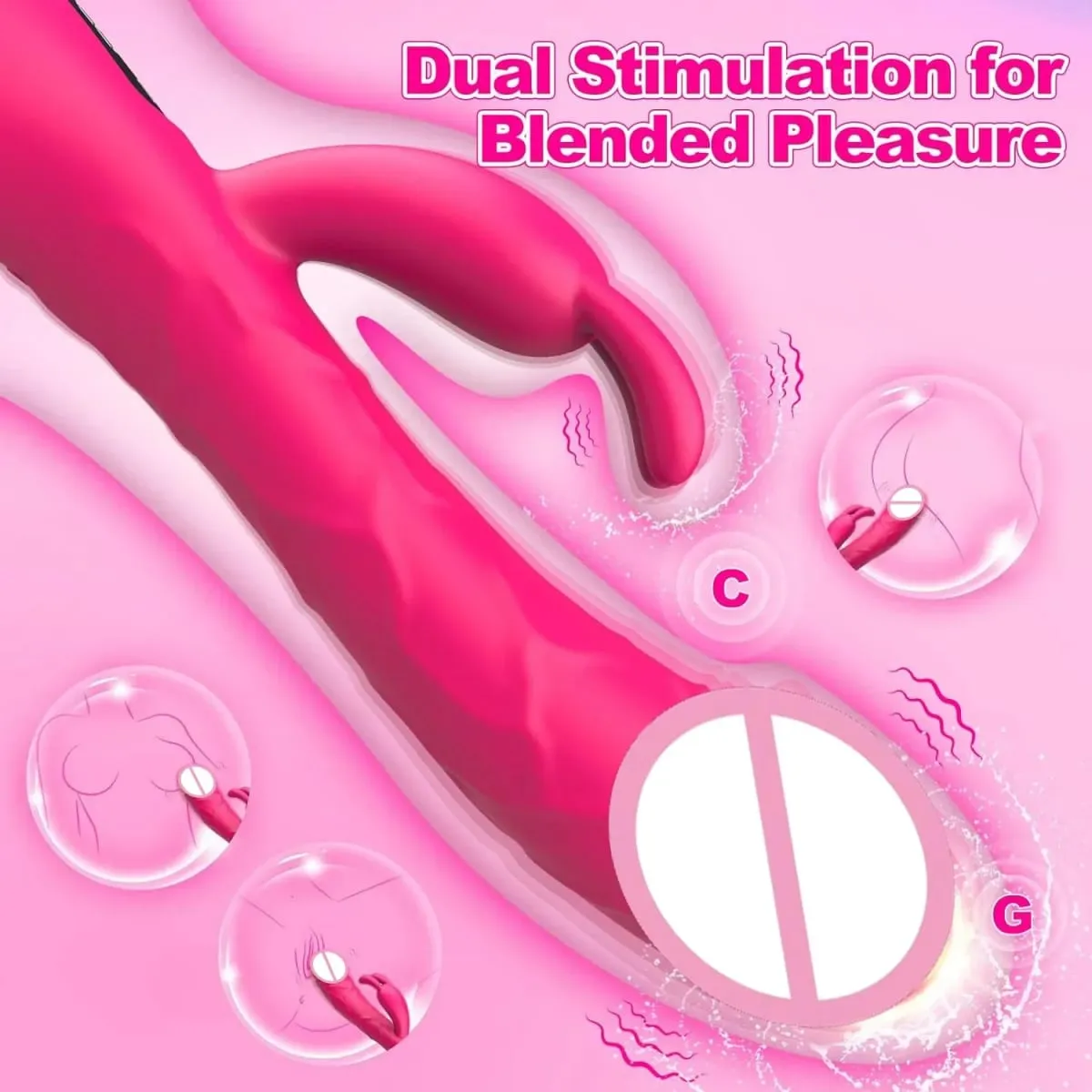 Female LCD Display Rabbit Ear Vibrator Clitoris Nipple Gspot Tease Dildo Stimulator Vagina Masturbator Sex Toys for Women Couple