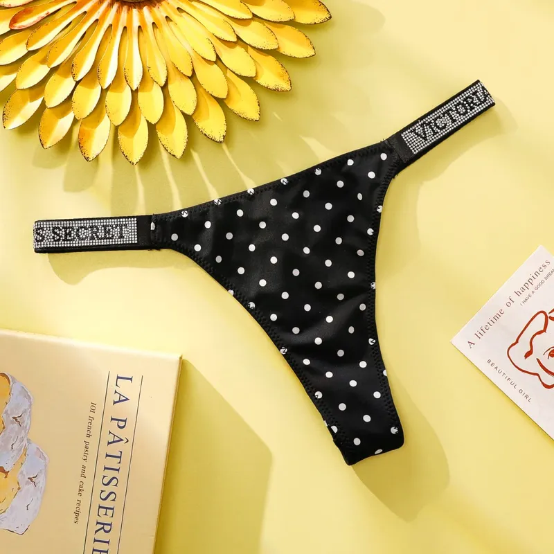 Victoria Secret Set Celana Dalam Nakal Bikini Renda Polka Dot Wanita Pakaian Dalam Hipster Katun Sejuk Thong Hipster Mulus