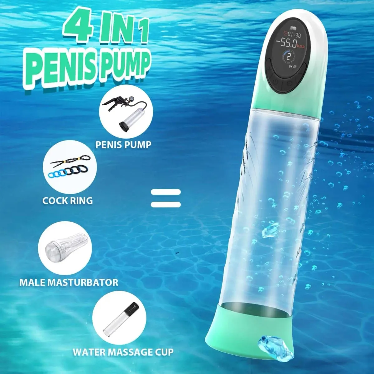 Electric Penis Pump Adult Sex Toys Dick Enlarger for Men Erection Air Water Extender Erotic Machine Set