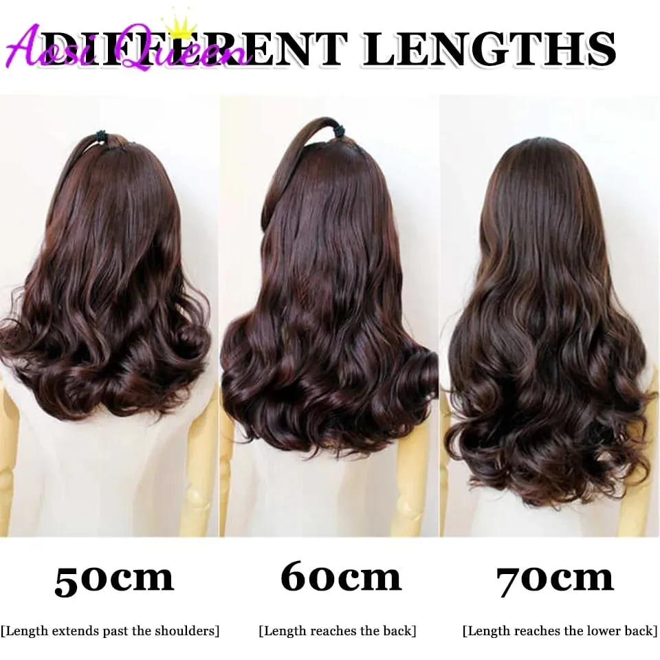 3Pcs/Set 6Clips Hair Extension Black Long Large Wavy Curls Natural Hair Hairpiece Heat Resistant Fiber For Women Hairstyle
