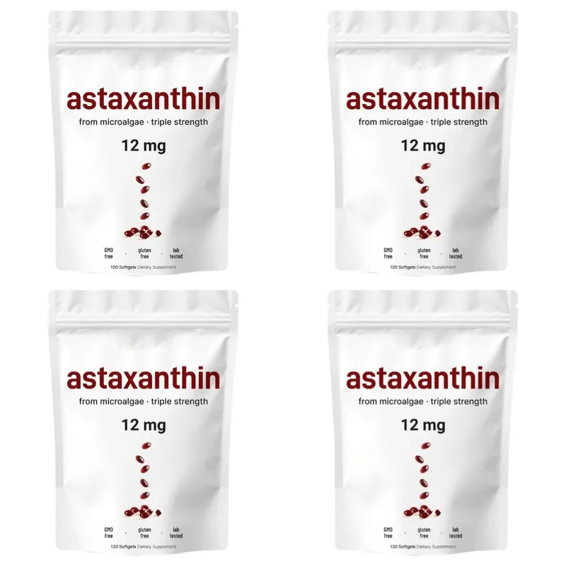 Astaxanthin 12mg Triple Strength Softgels Antioxidant for Eye Skin Joint & Immune Health From Haematococcus Pluvialis 120ct