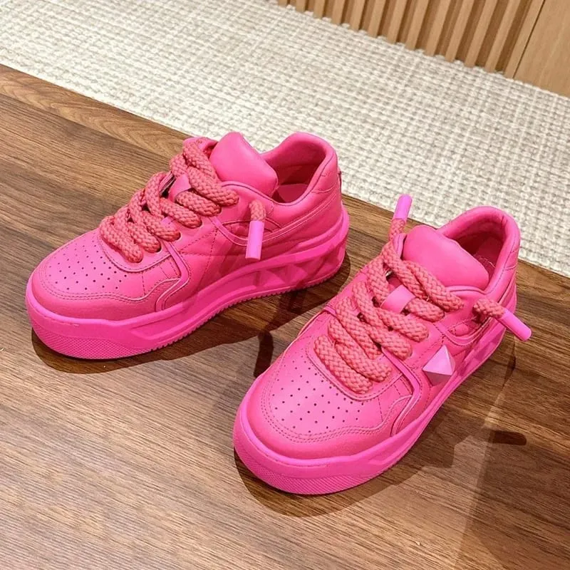 Men's Shoes Fashion Platform Sneakers High Quality Leather Casual Shoes Fashion Street Skateboard Shoe Lace Up Vulcanized Shoes