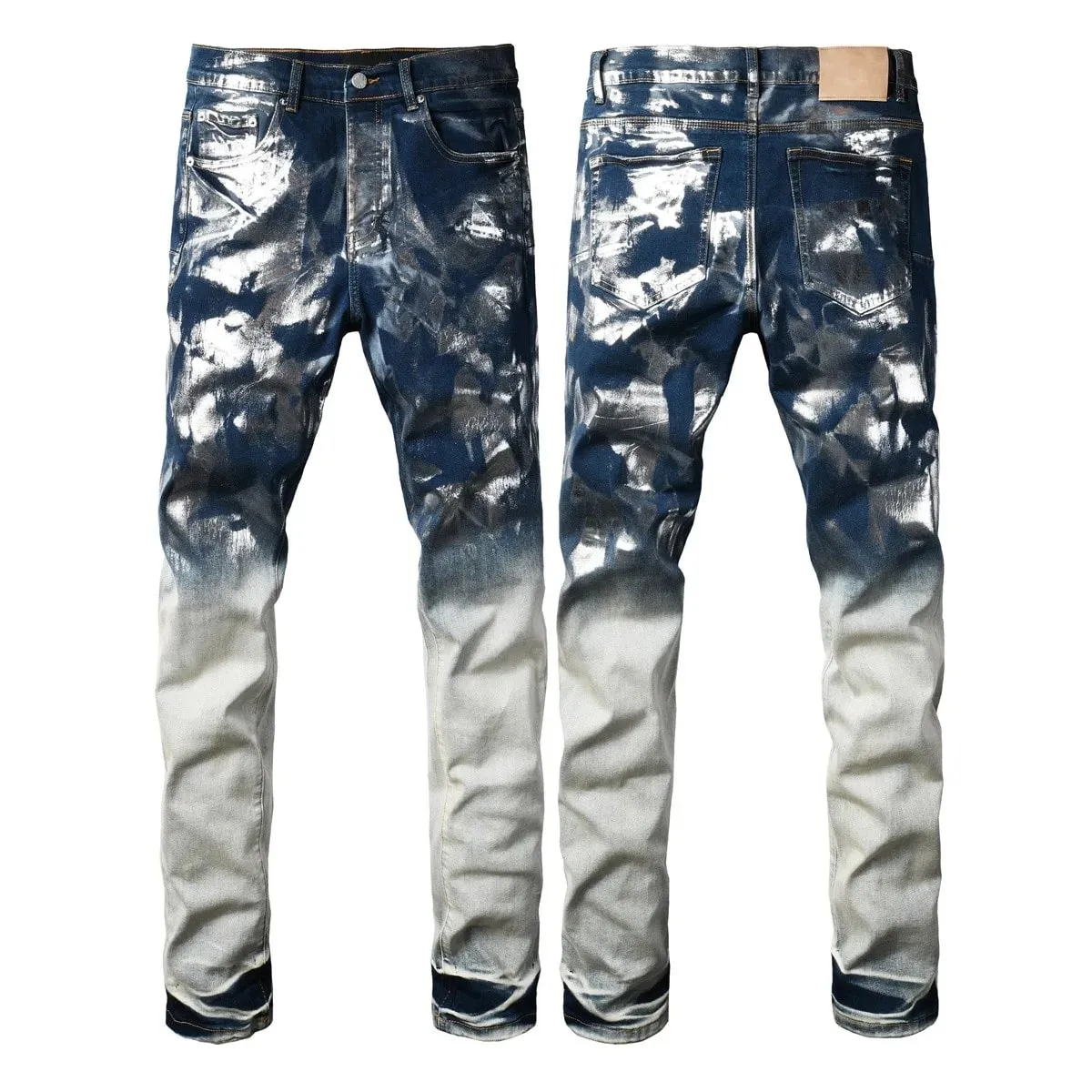 Men Jeans Fashion Americans High street Retro wash multiple styles graffiti print Low Rise Hole Patch Elastic Skinny Jeans pants