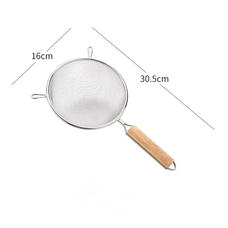 1-3pcs Wooden Handle Flour Sifter And Strainer Fine Mesh Stainless Steel for Home Baking Cooking Juice And Powder Filtering