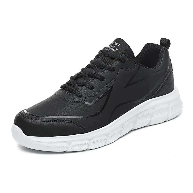 Black Running Shoes Leather Waterproof Athletic Sneakers Men Wear-resistant Men Walking Sport Shoes Comfortable Men Shoes