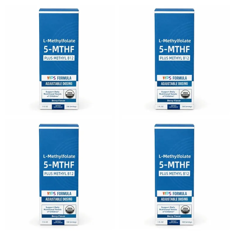 Kids L-Methylfolate 5-MTHF Drops with Methyl B12 Organic Berry Flavor Liquid Folate Supplement for Children Vegan Formula 30ml