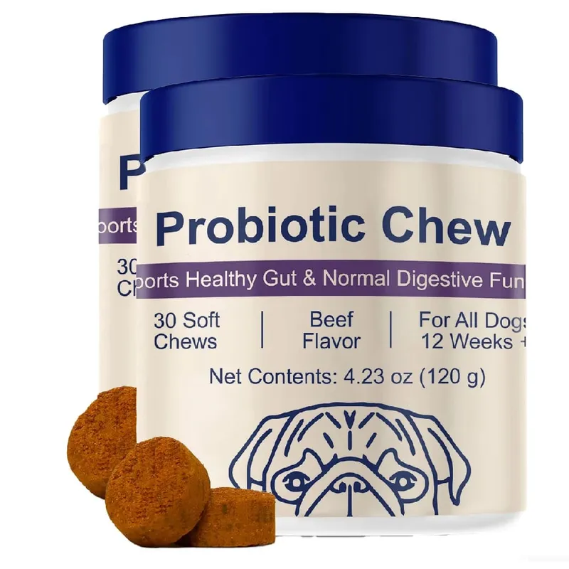 Probiotics Chews for Dogs Support Gut Health Occasional Diarrhea Digestive Health & Seasonal Allergies - 30 Soft Chews