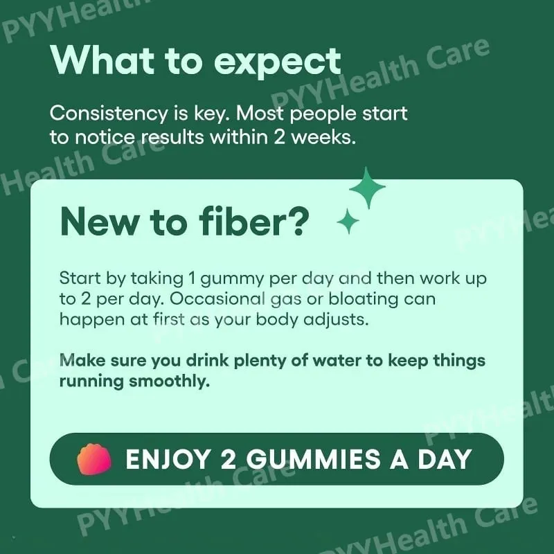Fiber Gummies for Digestive Health and Regularity - Raspberry Lemon Flavor Natural Chicory Root Prebiotic Fiber - Daily Gummy